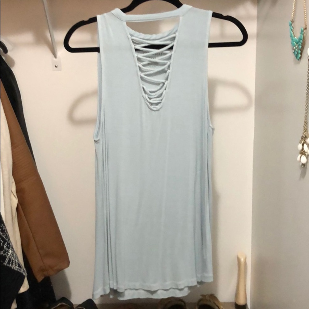 American Eagle Soft & Sexy Blue Lace Up Tank